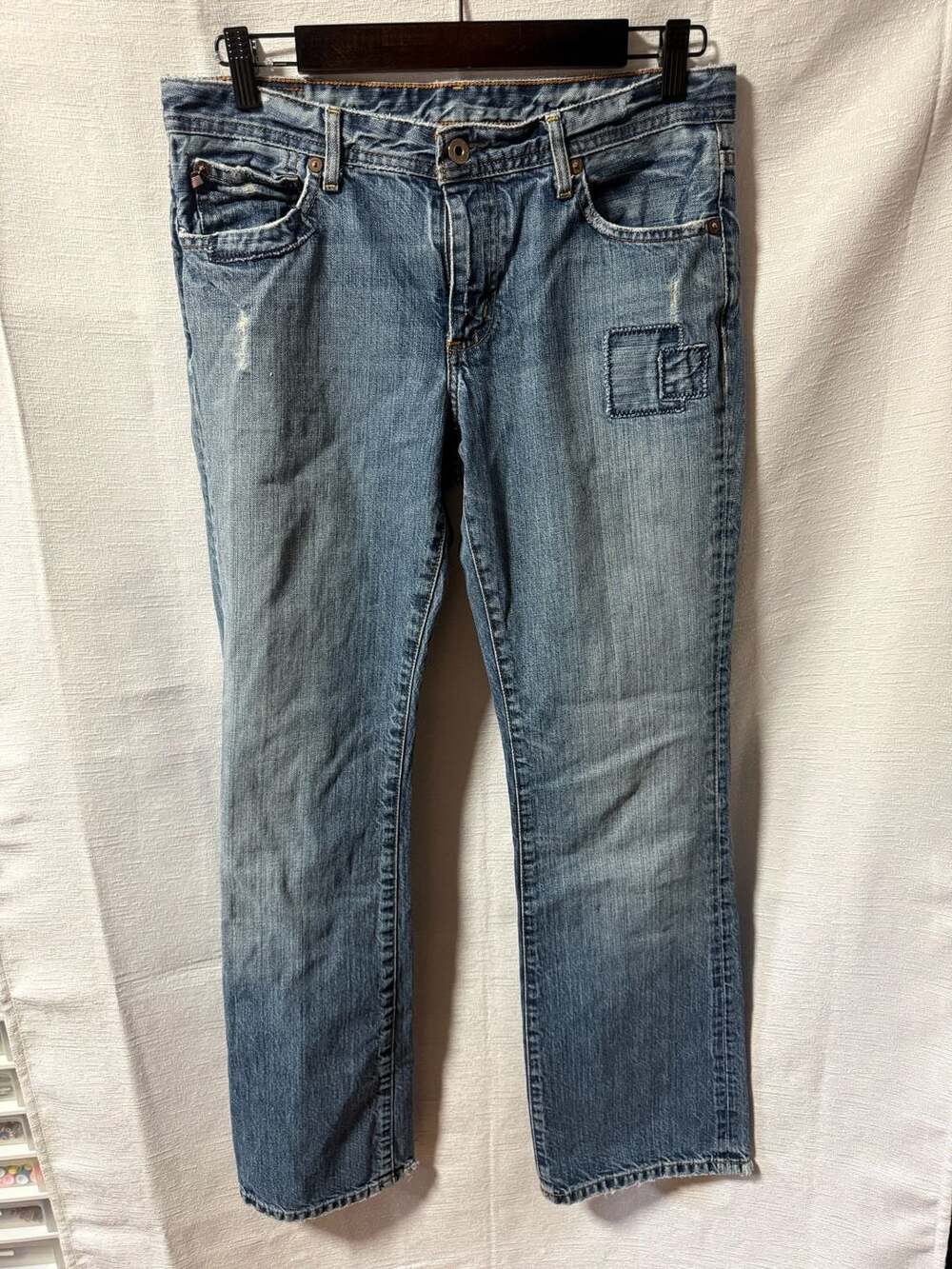 Polo Jeans Company RL Distressed Patchwork Straight Leg Denim Jeans